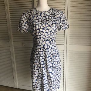 Vintage Ann Taylor 80s  90s Floral Silk Dress Size 8 Sheath Wiggle Keyhole Back